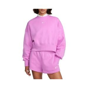 Nike Pink Cropped Crewneck Sweatshirt and Shorts Set